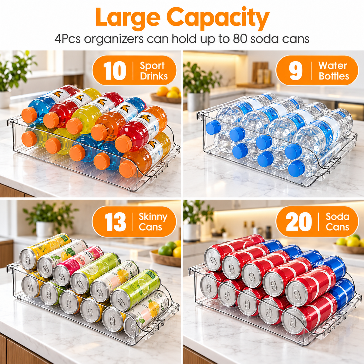 FreshKeeper™ Adjustable Beverage Organizer — 4 Pack
