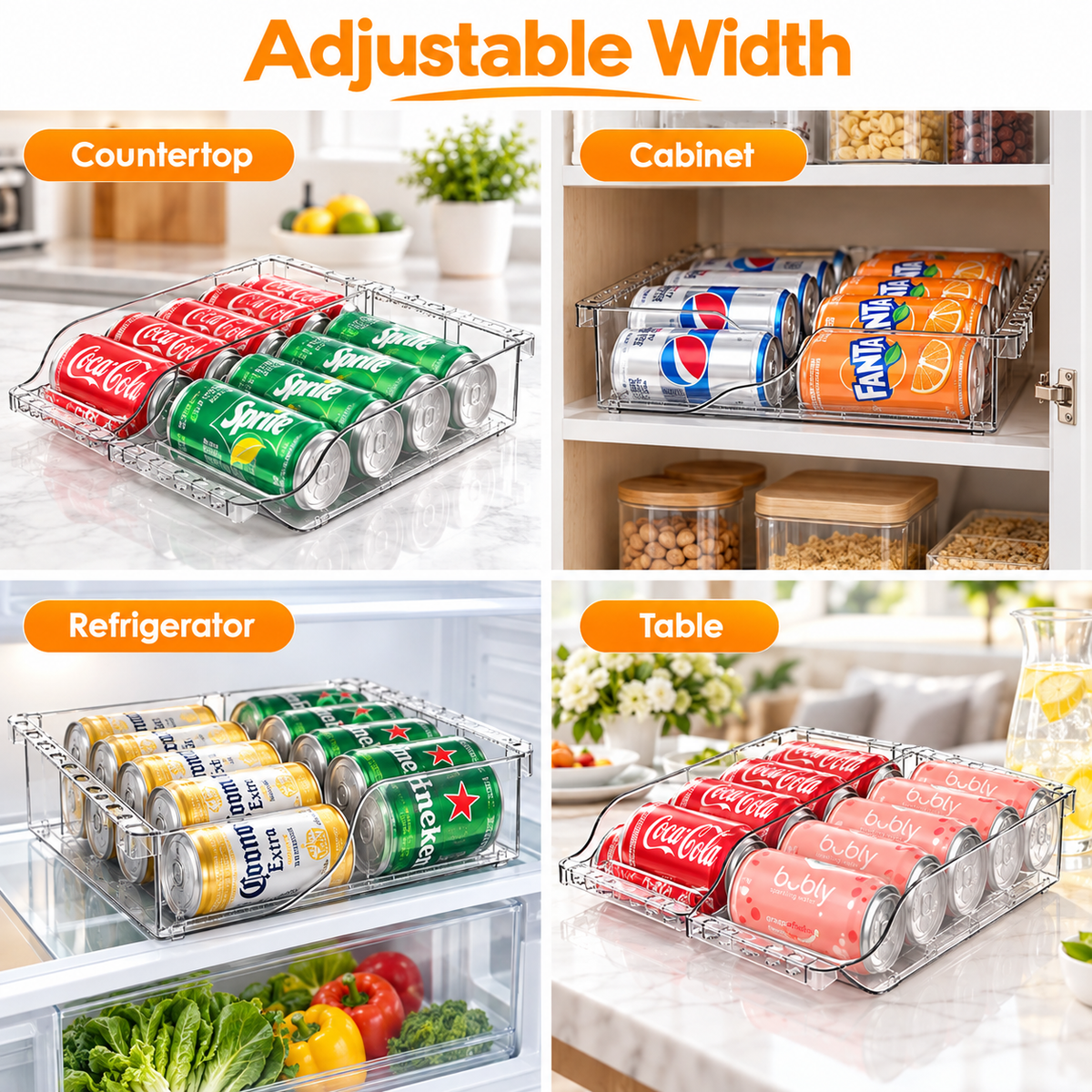FreshKeeper™ Adjustable Beverage Organizer — 4 Pack